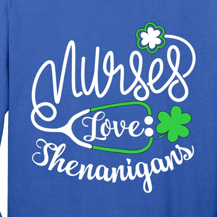 Nurses Love Shenanigans Gift Rn Funny St Pattys Day Lucky Nurse Cute Gift Tall Long Sleeve T-Shirt