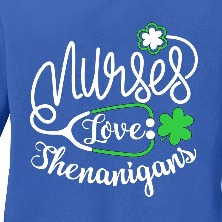 Nurses Love Shenanigans Gift Rn Funny St Pattys Day Lucky Nurse Cute Gift Ladies Long Sleeve Shirt