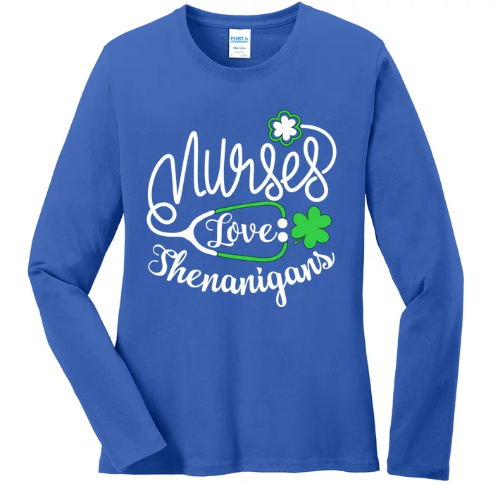 Nurses Love Shenanigans Gift Rn Funny St Pattys Day Lucky Nurse Cute Gift Ladies Long Sleeve Shirt