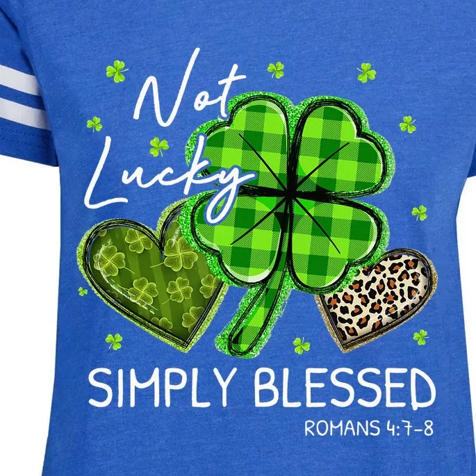 Not Lucky Simply Blessed Christian St Patricks Day Enza Ladies Jersey Football T-Shirt