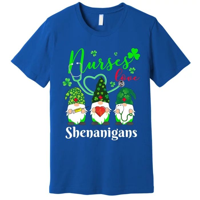 Nurses Love Shenanigans Funny Gnomes Nurse St Patricks Day Gift Premium T-Shirt