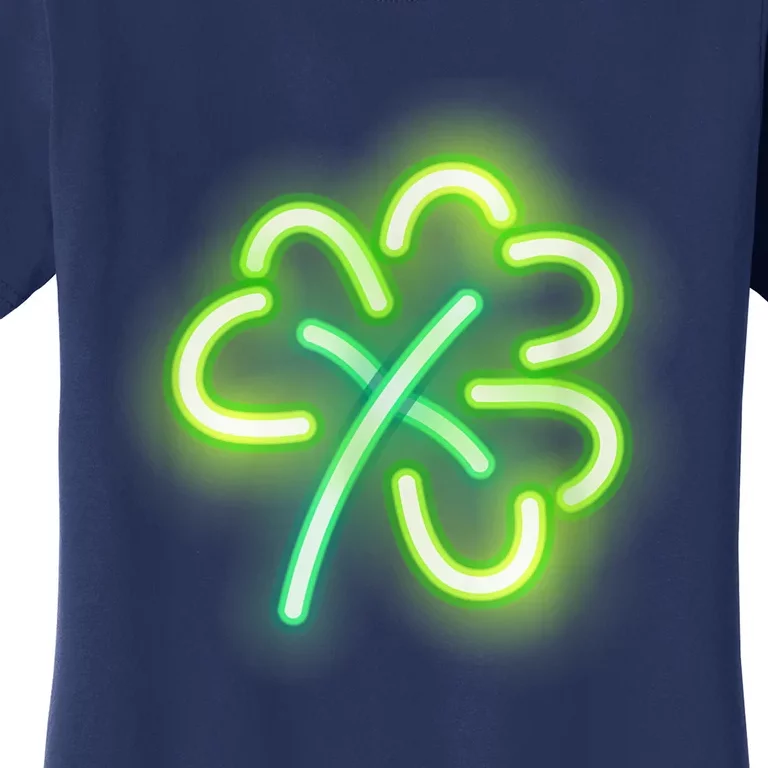 Neon Light Style Glowing Shamrock Women's T-Shirt