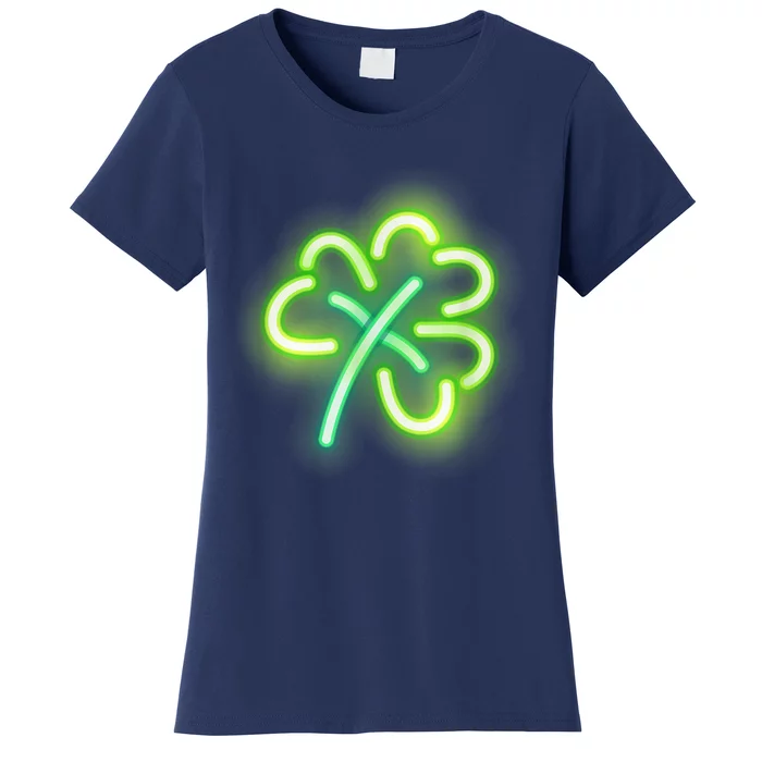 Neon Light Style Glowing Shamrock Women's T-Shirt