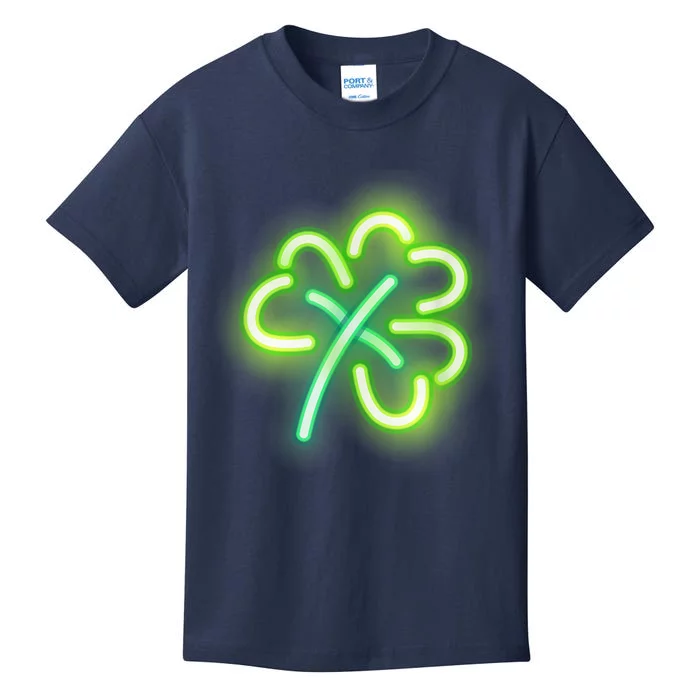 Neon Light Style Glowing Shamrock Kids T-Shirt