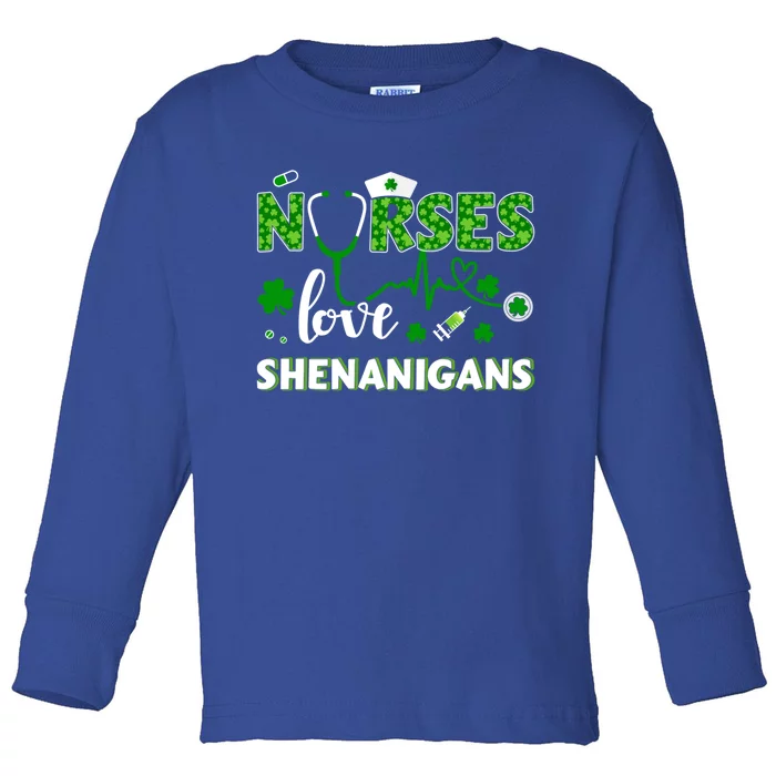 Nurses Love Shenanigans With Stethoscope For St Patricks Day Funny Gift Toddler Long Sleeve Shirt