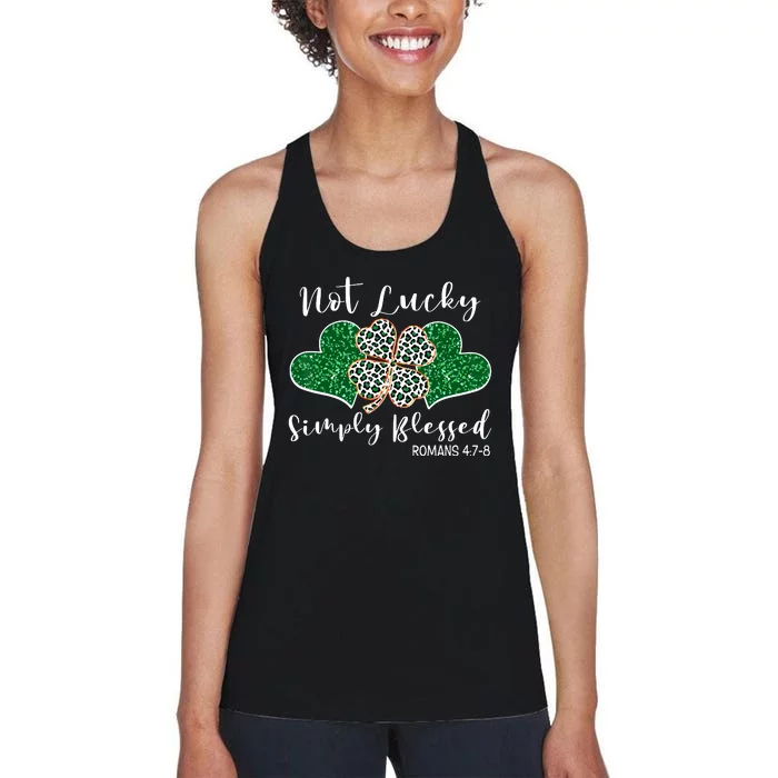 Not Lucky Simply Blessed Christian St Patricks Day Irish Women's Racerback Tank