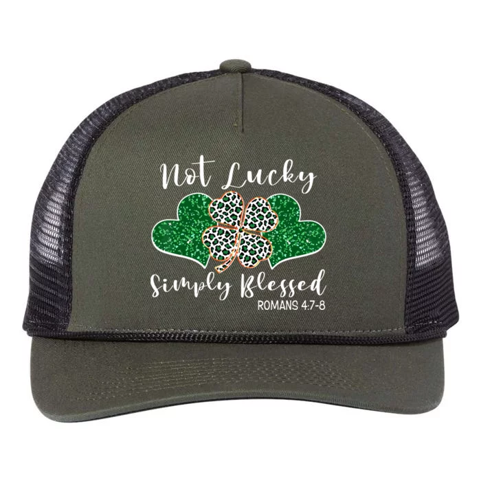 Not Lucky Simply Blessed Christian St Patricks Day Irish Retro Rope Trucker Hat Cap