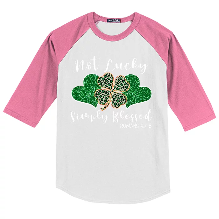 Not Lucky Simply Blessed Christian St Patricks Day Irish Kids Colorblock Raglan Jersey