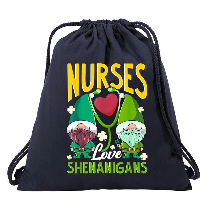 Nurses Love Shenanigans Gnome St Patricks Day Nurse Drawstring Bag