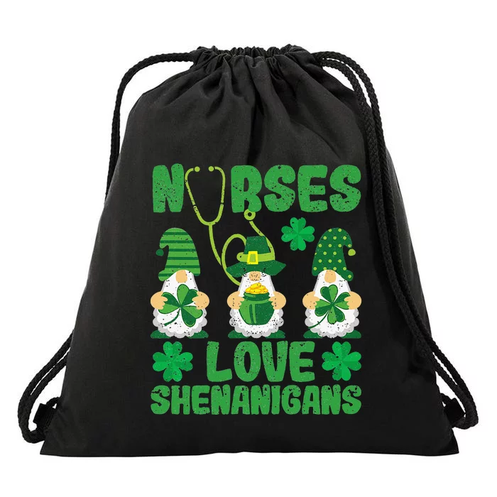 Nurses Love Shenanigans Gnomes Nurse St Patricks Day Drawstring Bag