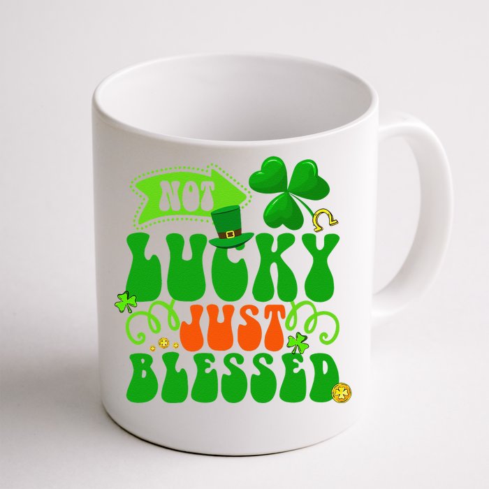 Not Lucky Simply Blessed Christian Groovy St Patricks Day Front & Back Coffee Mug