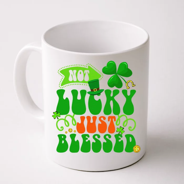 Not Lucky Simply Blessed Christian Groovy St Patricks Day Front & Back Coffee Mug