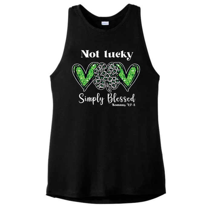 Not Lucky Simply Blessed Clover Ladies Tri-Blend Wicking Tank