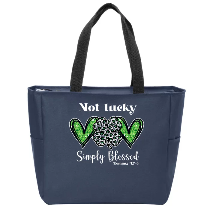 Not Lucky Simply Blessed Clover Zip Tote Bag