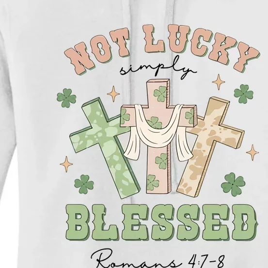 Not Lucky Simply Blessed Not Lucky Just Blessed Retro God Cross Women's Pullover Hoodie