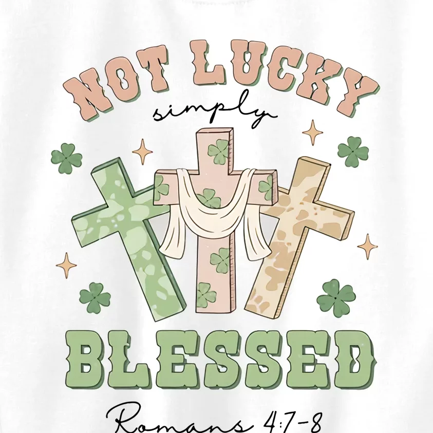 Not Lucky Simply Blessed Not Lucky Just Blessed Retro God Cross Kids Sweatshirt