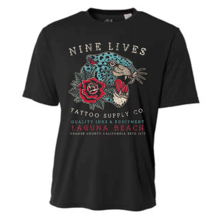 Nine Lives Tattoo Supply Co Old School Panther Laguna Beach Cooling Performance Crew T-Shirt