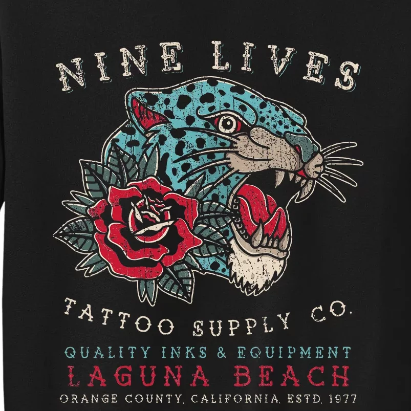 Nine Lives Tattoo Supply Co Old School Panther Laguna Beach Sweatshirt