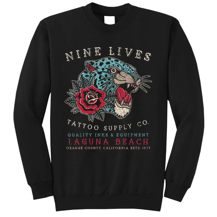 Nine Lives Tattoo Supply Co Old School Panther Laguna Beach Sweatshirt