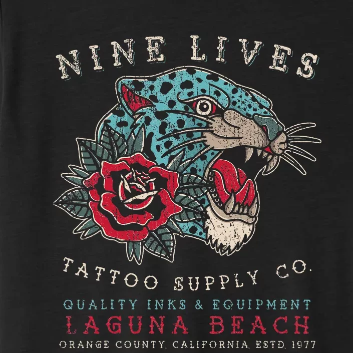 Nine Lives Tattoo Supply Co Old School Panther Laguna Beach ChromaSoft Performance T-Shirt