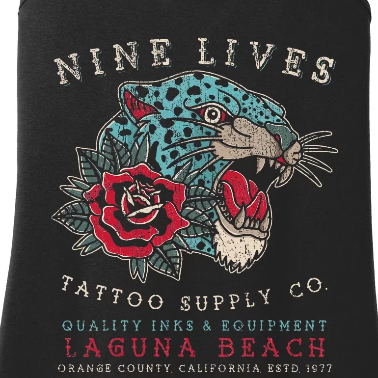 Nine Lives Tattoo Supply Co Old School Panther Laguna Beach Ladies Essential Tank