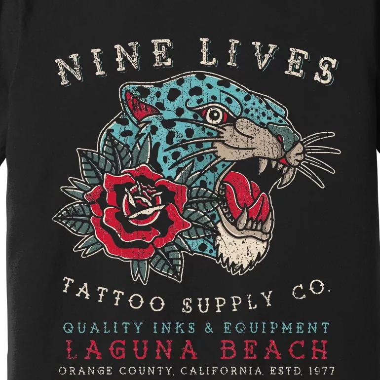 Nine Lives Tattoo Supply Co Old School Panther Laguna Beach Premium T-Shirt