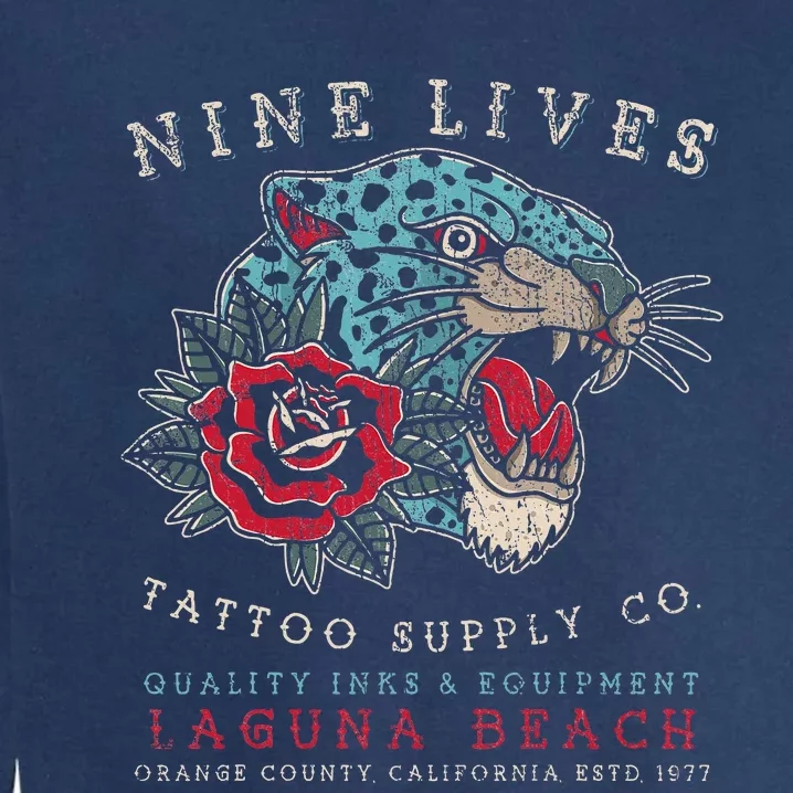 Nine Lives Tattoo Supply Co Old School Panther Laguna Beach Garment-Dyed Sweatshirt