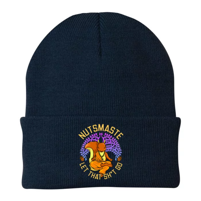 Nutsmaste Let That Shit Go Squirrel Yoga Meaningful Gift Knit Cap Winter Beanie