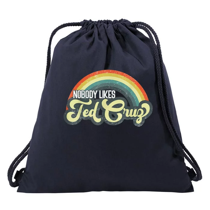 Nobody Likes Ted Cruz Rainbow Vintage Drawstring Bag