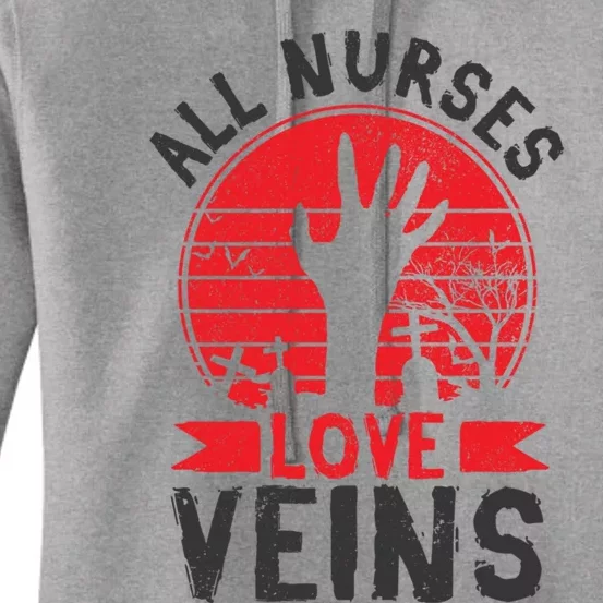 Nurses Love Veins Funny Zombie Vampire Halloween Nurse Meaningful Gift Women's Pullover Hoodie