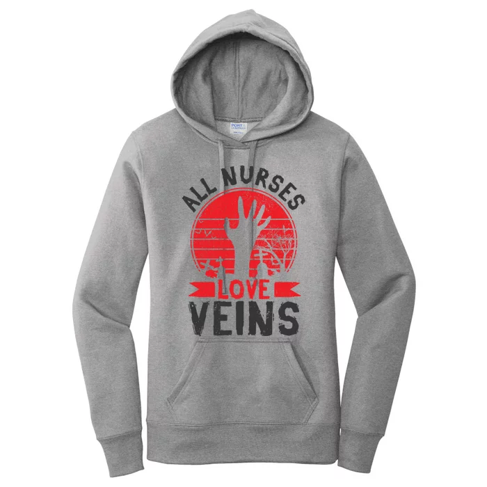 Nurses Love Veins Funny Zombie Vampire Halloween Nurse Meaningful Gift Women's Pullover Hoodie