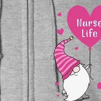 Nurse Life Valentine Gnome Nurse Gift Valentine's Day Full Zip Hoodie