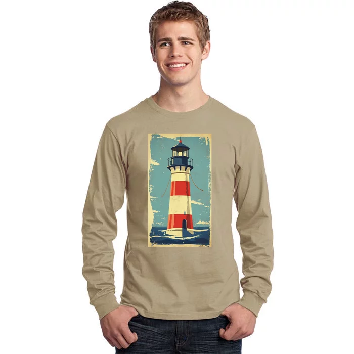 Nautical Lighthouse Vintage Style Maritime Ocean Tall Long Sleeve T-Shirt