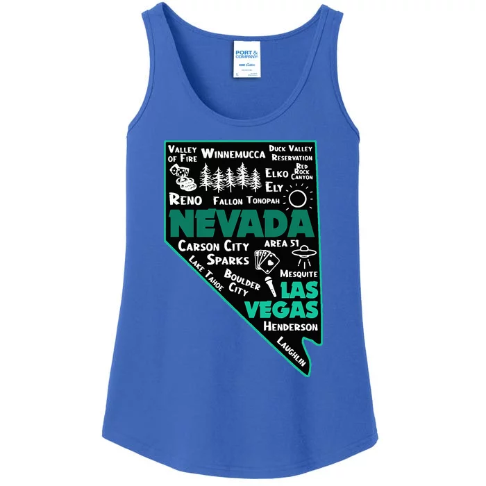 Nevada Las Vegas Map Winnemucca Reno Elko Ely Carson City Ladies Essential Tank