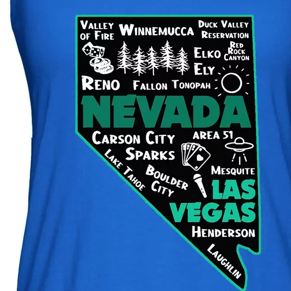 Nevada Las Vegas Map Winnemucca Reno Elko Ely Carson City Ladies Essential Flowy Tank