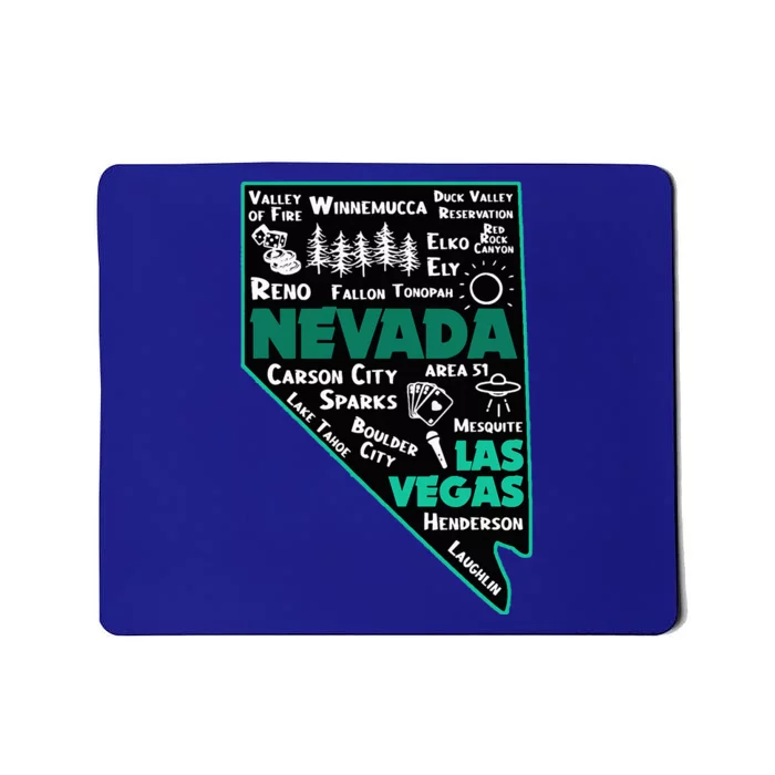 Nevada Las Vegas Map Winnemucca Reno Elko Ely Carson City Mousepad