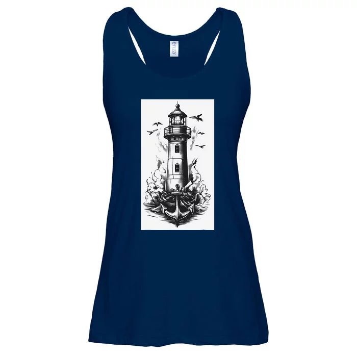 Nautical Lighthouse Vintagestyle Maritime Ocean Ladies Essential Flowy Tank