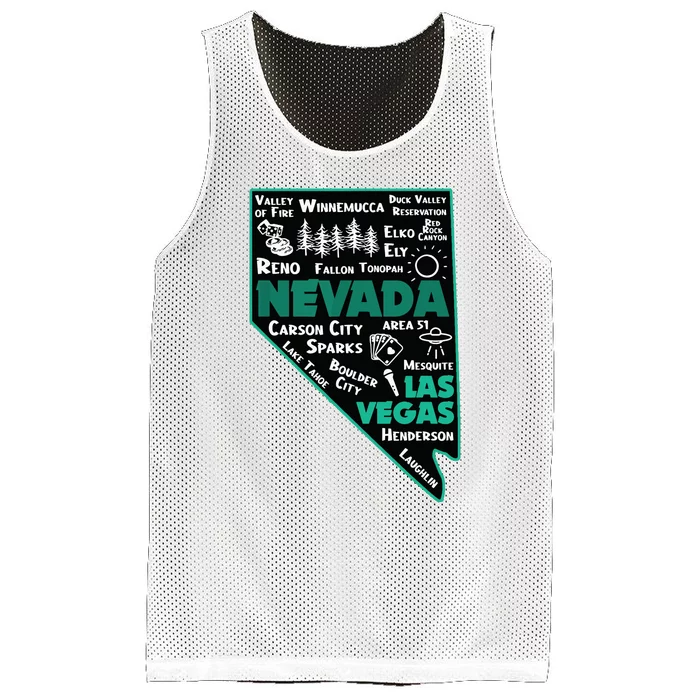 Nevada Las Vegas Map Winnemucca Reno Elko Ely Carson City Mesh Reversible Basketball Jersey Tank