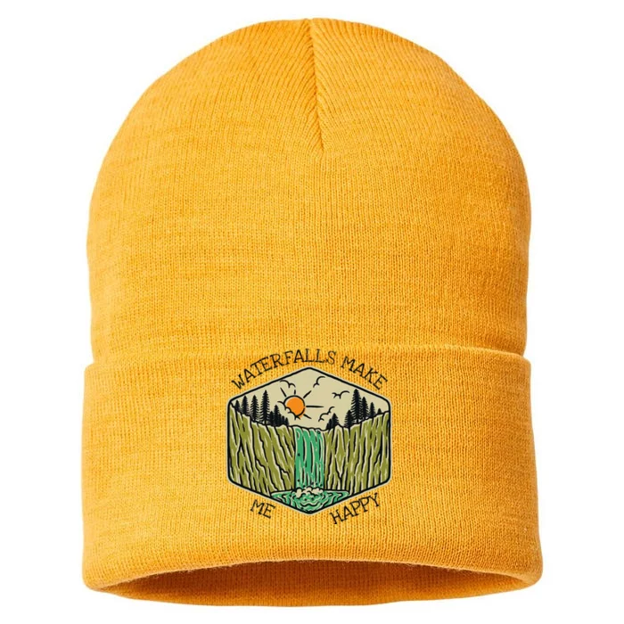 Nature Lover Waterfall Lovers Waterfall Happy Love Hiking Sustainable Knit Beanie