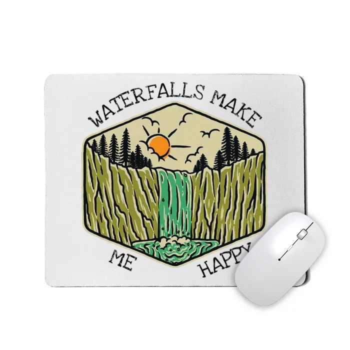 Nature Lover Waterfall Lovers Waterfall Happy Love Hiking Mousepad