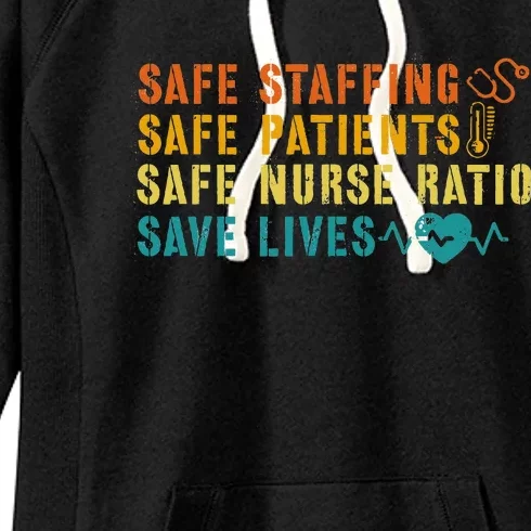 Nurse March 2023 Nurse Support Safe Staffing Save Lives Women's Fleece Hoodie