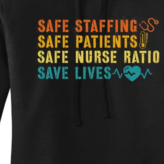 Nurse March 2023 Nurse Support Safe Staffing Save Lives Women's Pullover Hoodie