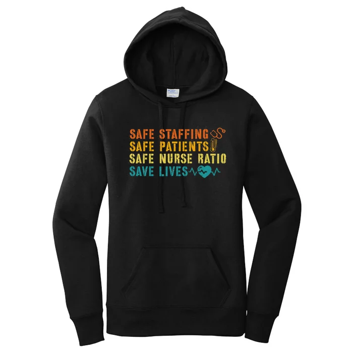 Nurse March 2023 Nurse Support Safe Staffing Save Lives Women's Pullover Hoodie