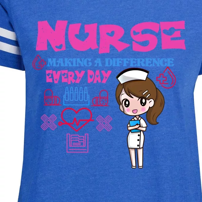 Nurse Making A Difference Every Day Nurse Nursing Gift Enza Ladies Jersey Football T-Shirt