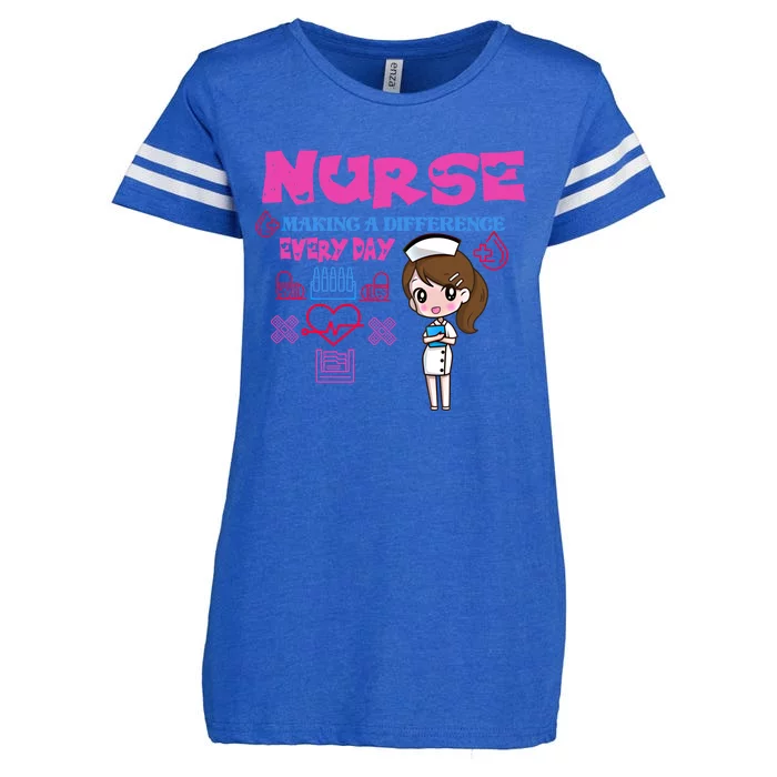 Nurse Making A Difference Every Day Nurse Nursing Gift Enza Ladies Jersey Football T-Shirt