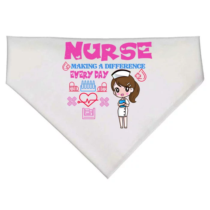 Nurse Making A Difference Every Day Nurse Nursing Gift USA-Made Doggie Bandana