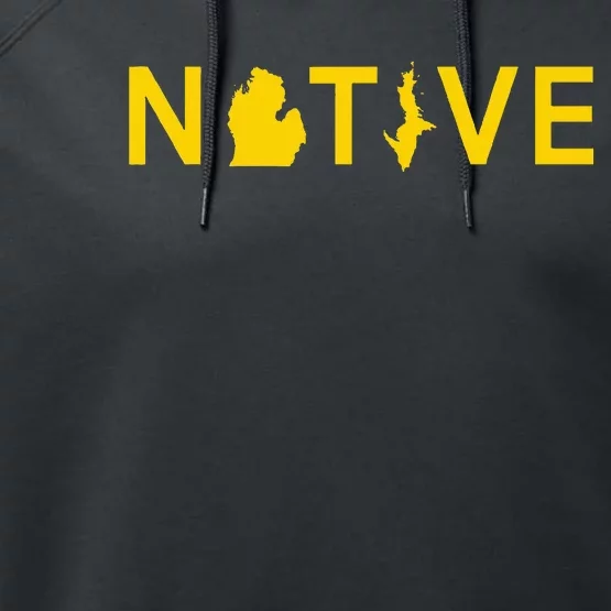 Native Michigander Ann Arbor Blue Yellow Performance Fleece Hoodie