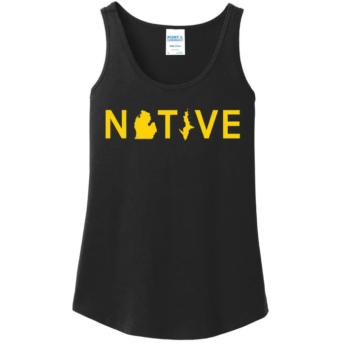 Native Michigander Ann Arbor Blue Yellow Ladies Essential Tank