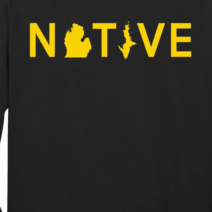 Native Michigander Ann Arbor Blue Yellow Tall Long Sleeve T-Shirt