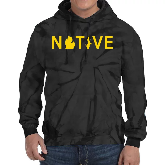 Native Michigander Ann Arbor Blue Yellow Tie Dye Hoodie